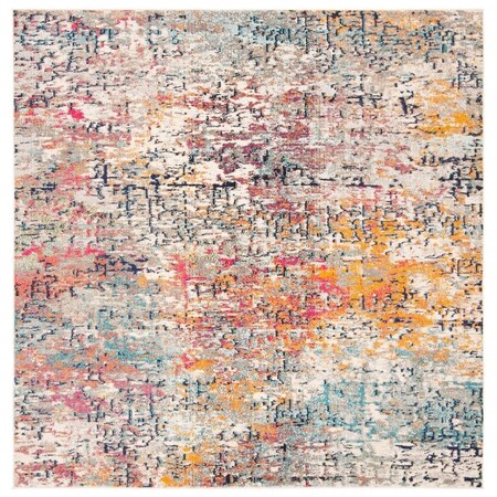 Safavieh 5 x 5 ft. Madison 400 Power Loomed Square Area Rug Grey & Pink MAD460A-5SQ